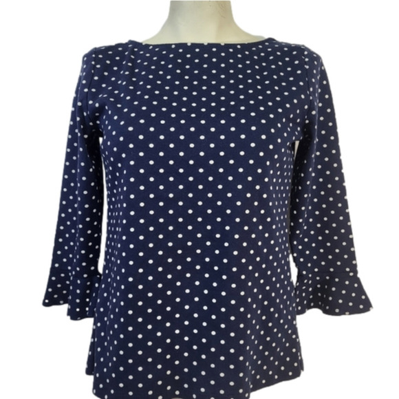 Ralph Lauren Blue & White Polka Dot Blouse - Picture 2 of 5